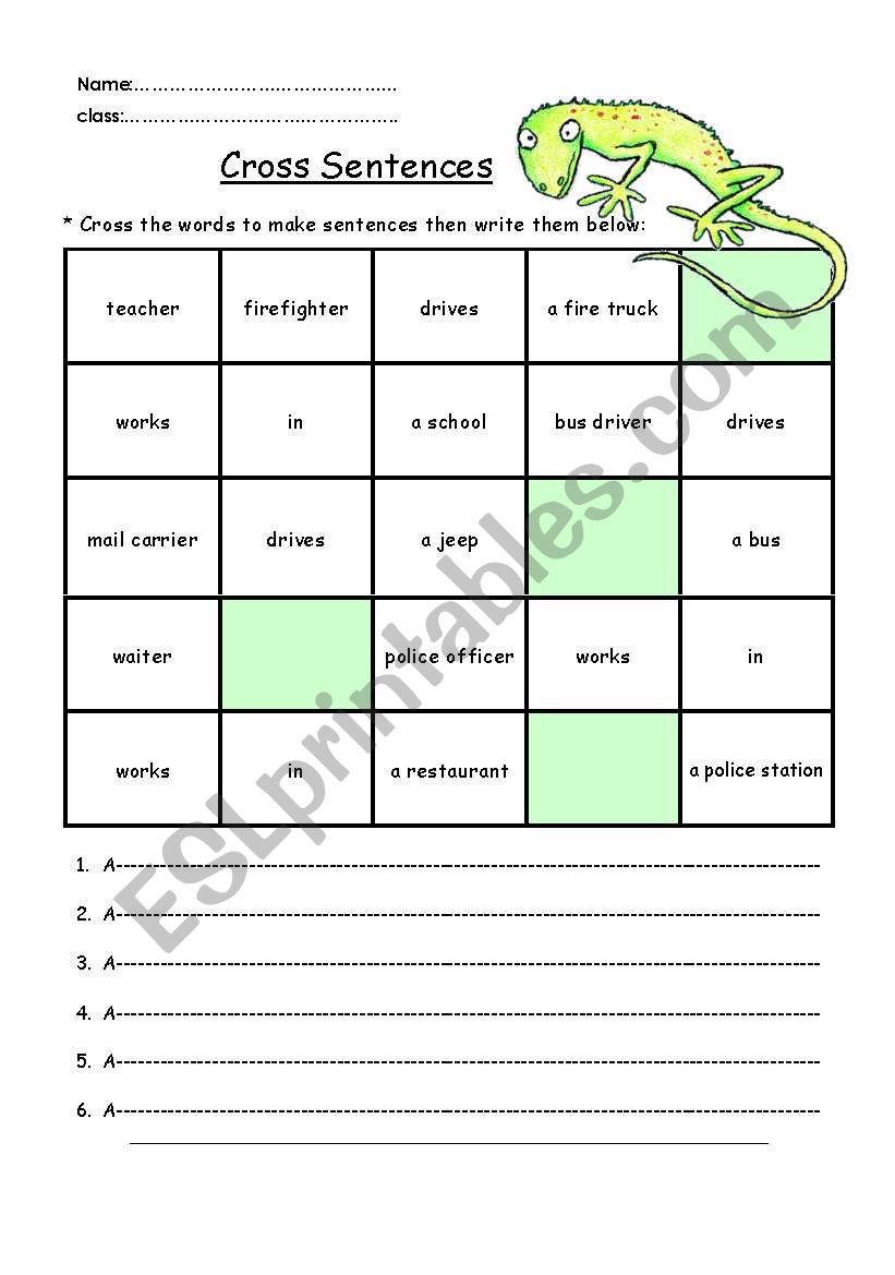 Cross Sentences ESL Worksheet By A H H M