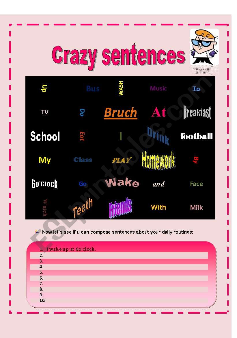 english-worksheets-crazy-sentences