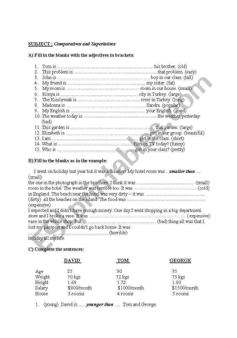 comperative-superlative worksheet