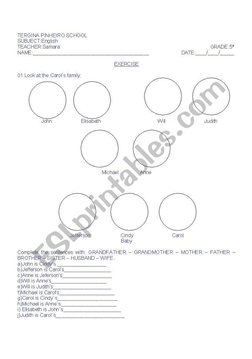 family worksheet