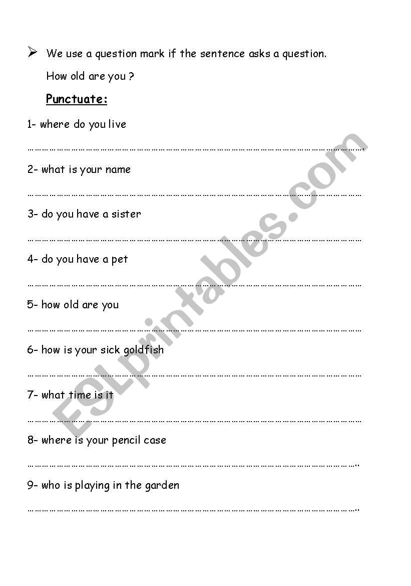 punctuation 8 worksheet