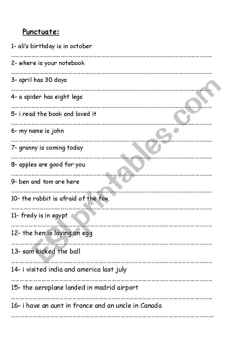punctuation 9 worksheet