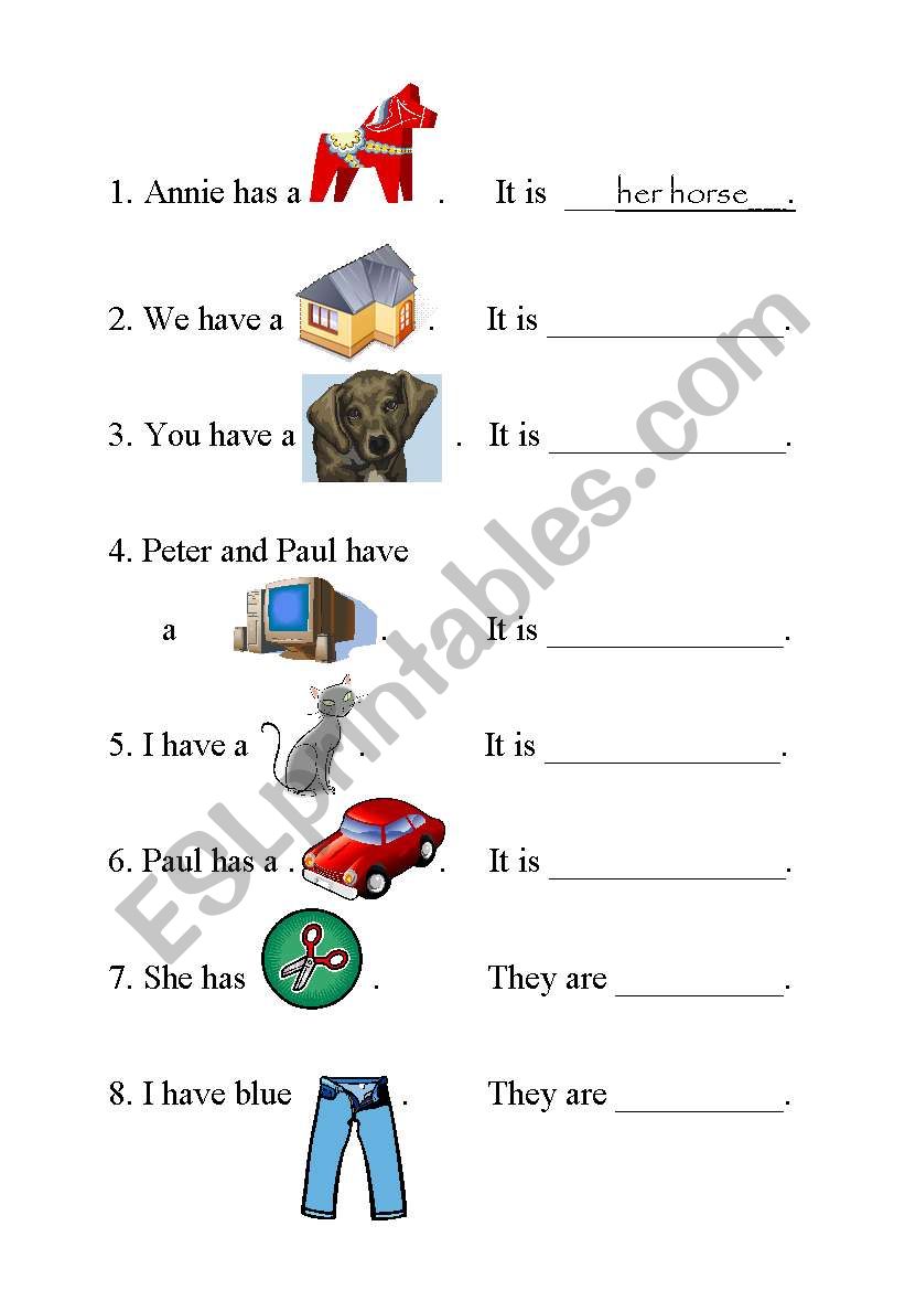 Possessive Adjectives ESL Worksheet By Romanaa