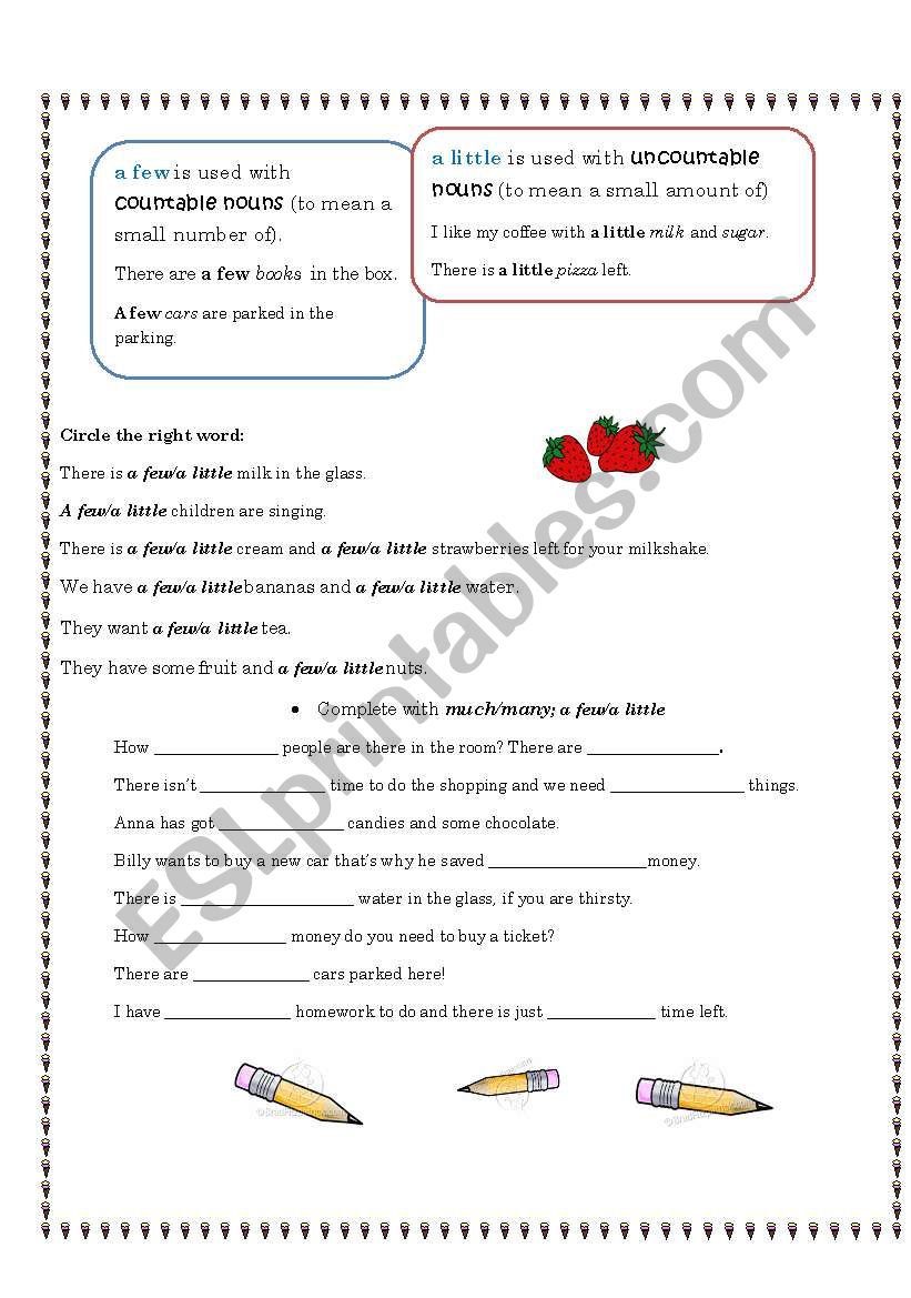 much/many, little/few - ESL worksheet by licuta