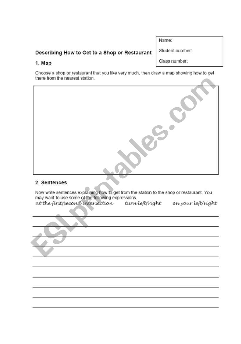 Writing directions worksheet