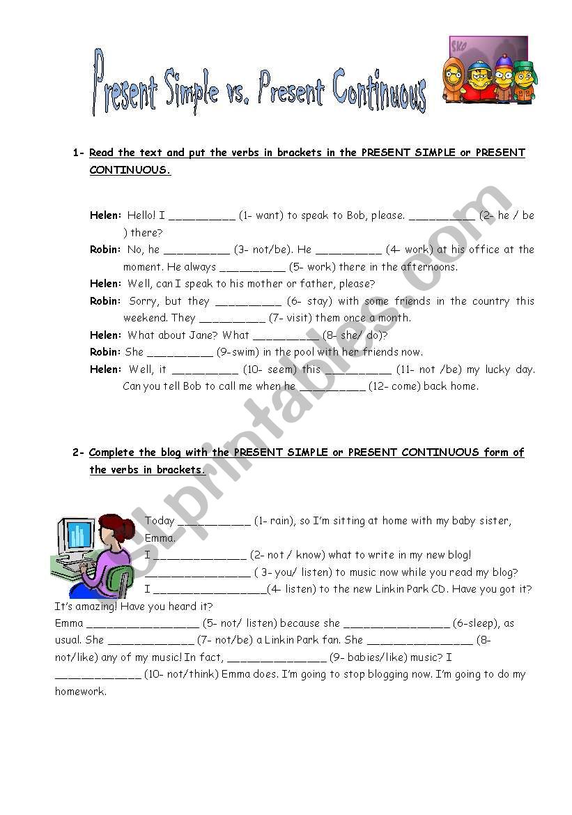 present simple vs. continuous - ESL worksheet by vicky_09