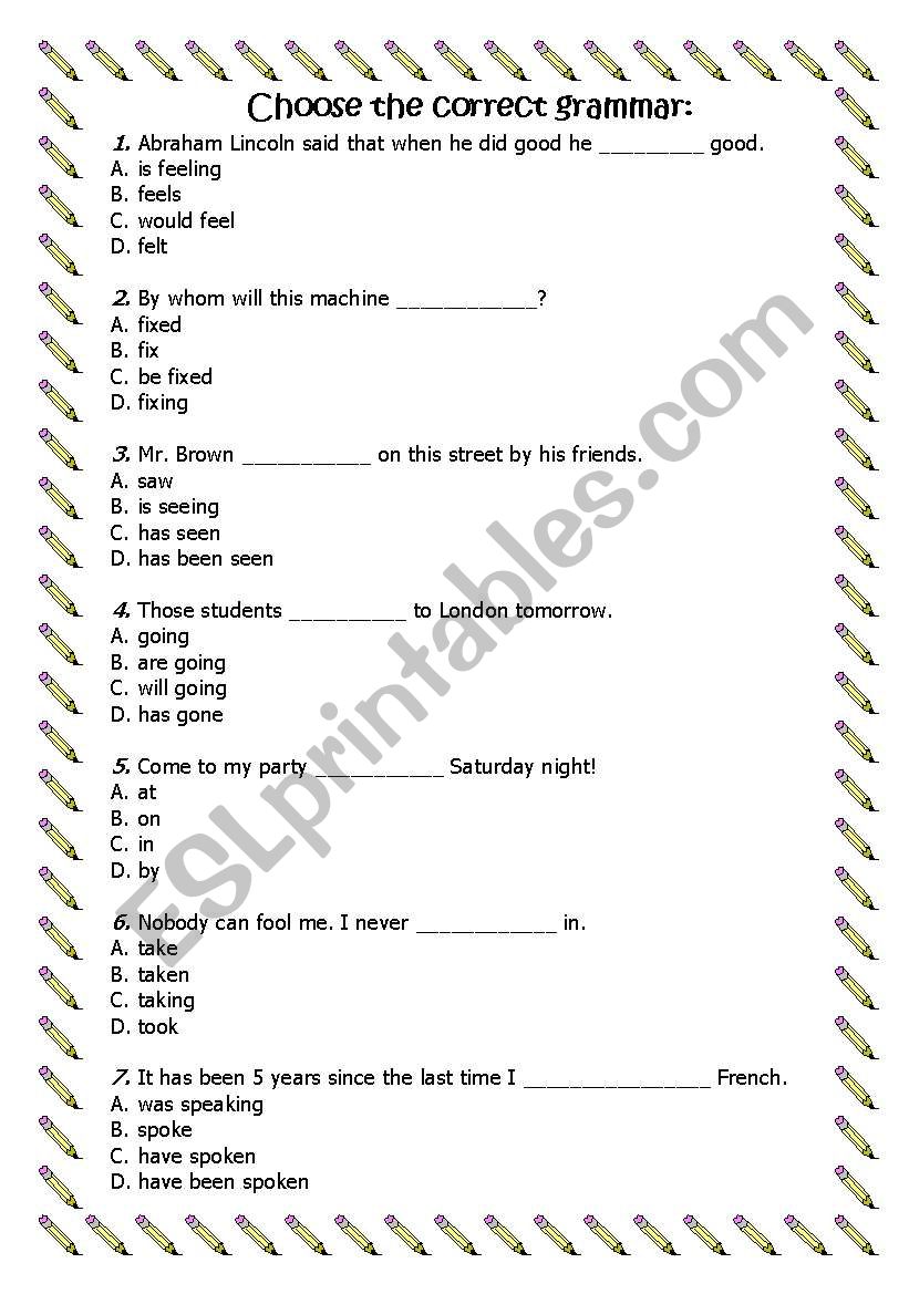 grammar check worksheet