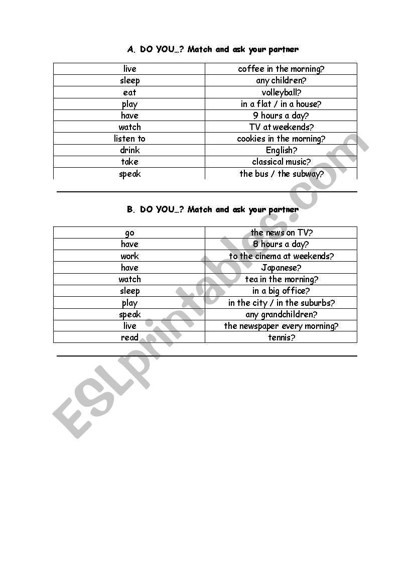 Simple Present Questions worksheet