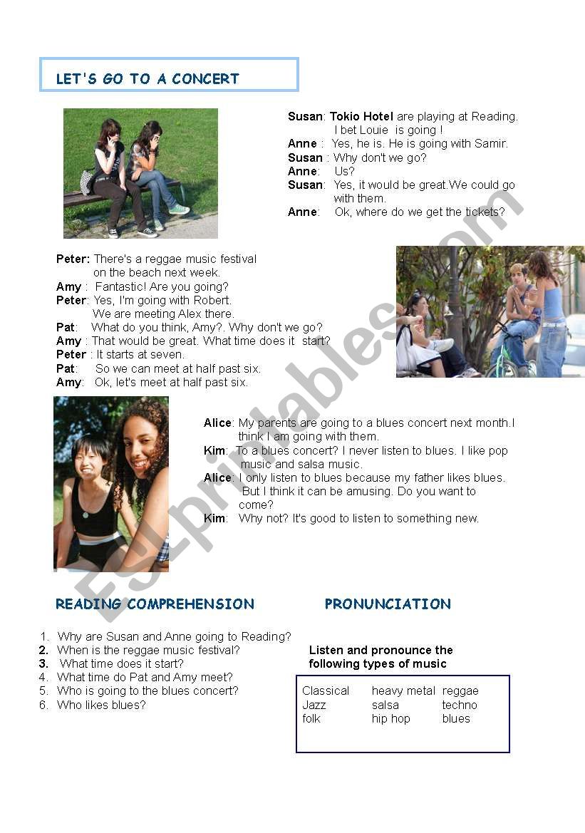 Let´s go to a concert - ESL worksheet by Ring-a