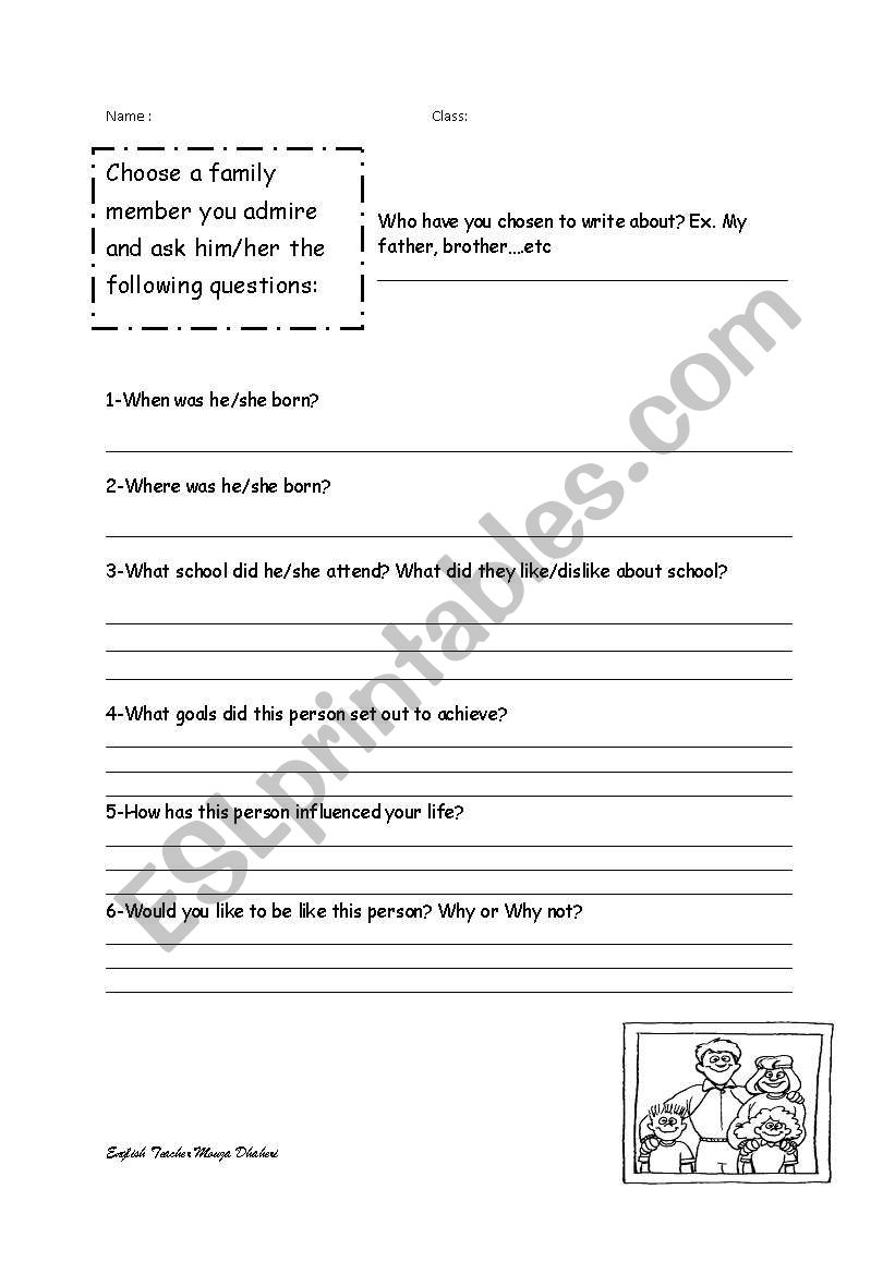 Family member biography worksheet