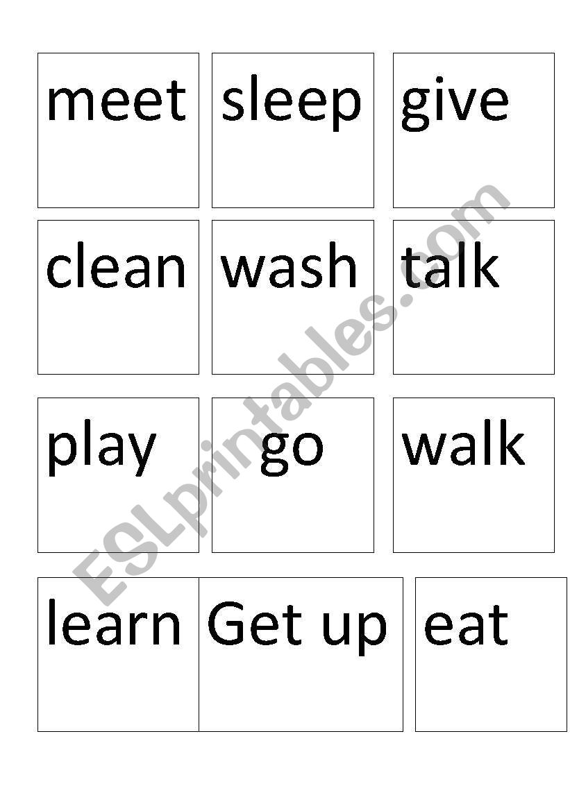 verb cards worksheet