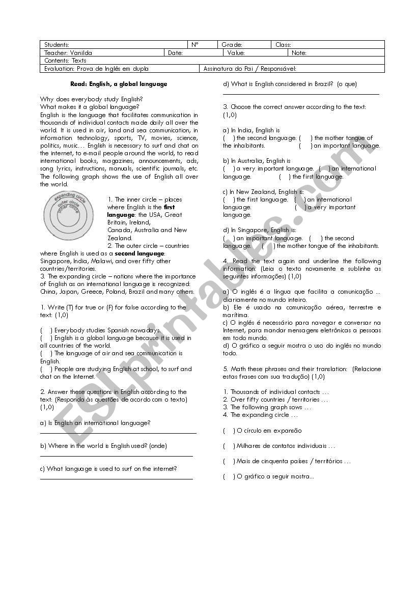 Text:  9 ano worksheet