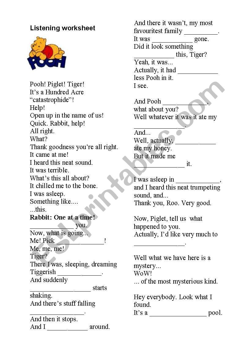 Heffalump Movie worksheet