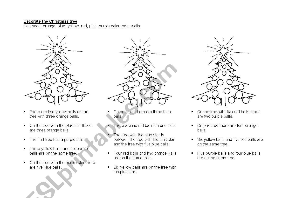 Decorate the Christmastree worksheet