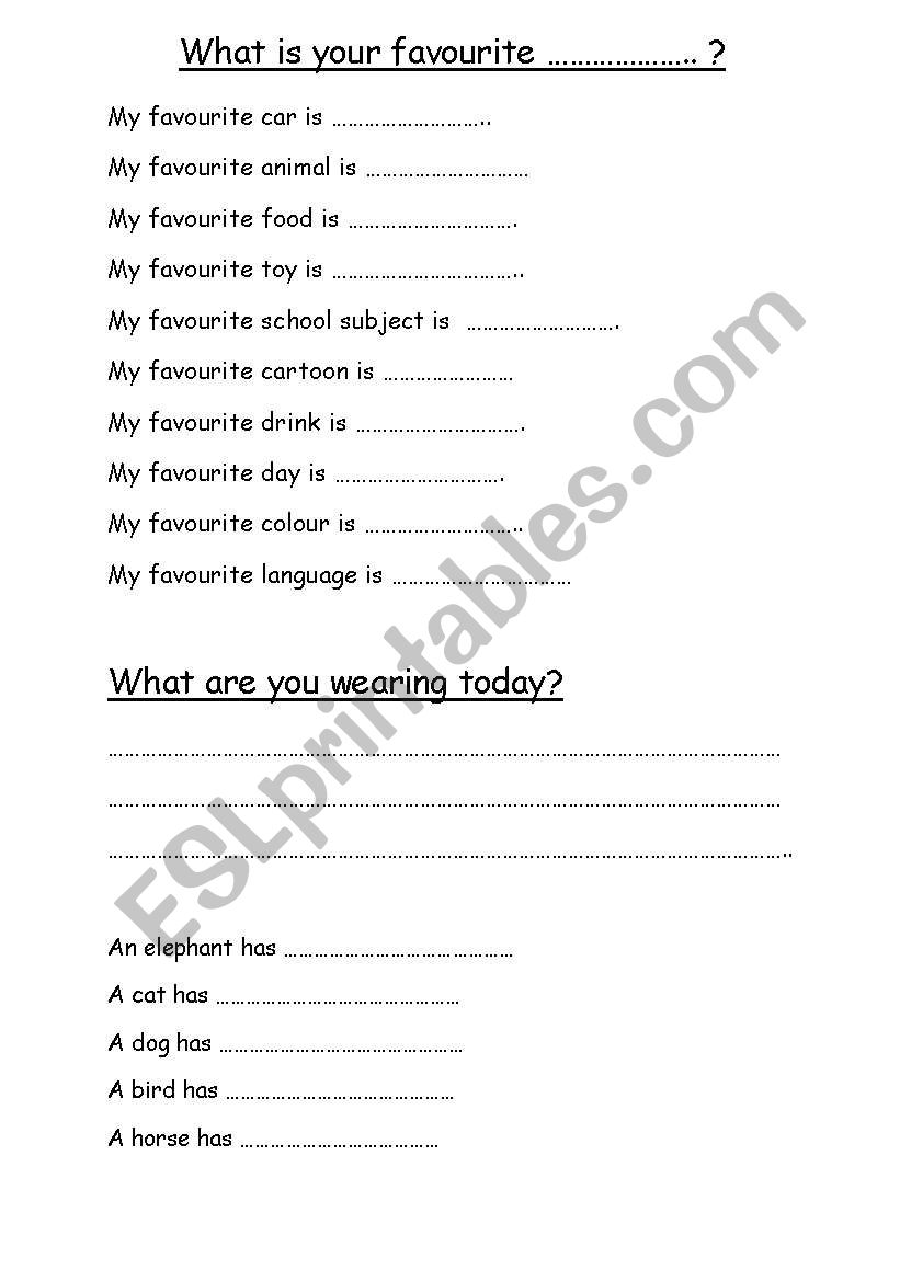 whats your favourite worksheet
