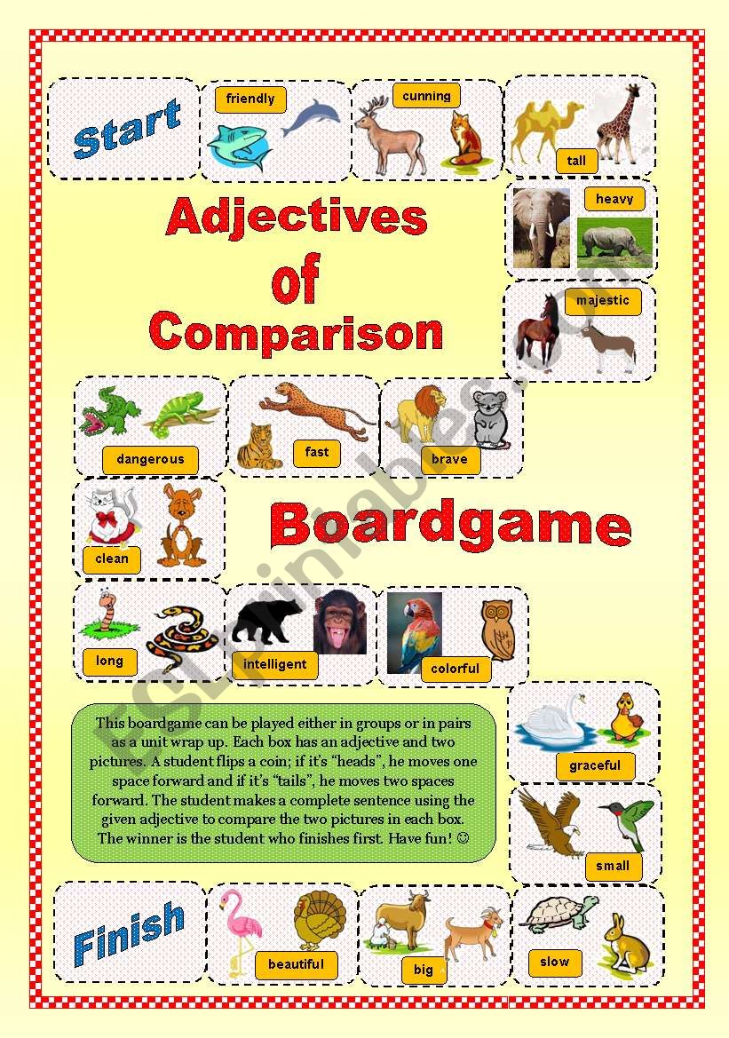 Adjectives Of Comparison Boardgame 2 2 ESL Worksheet By Gitasiva