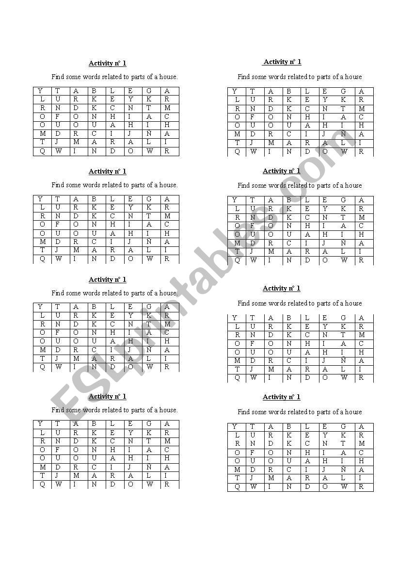 word search activity worksheet