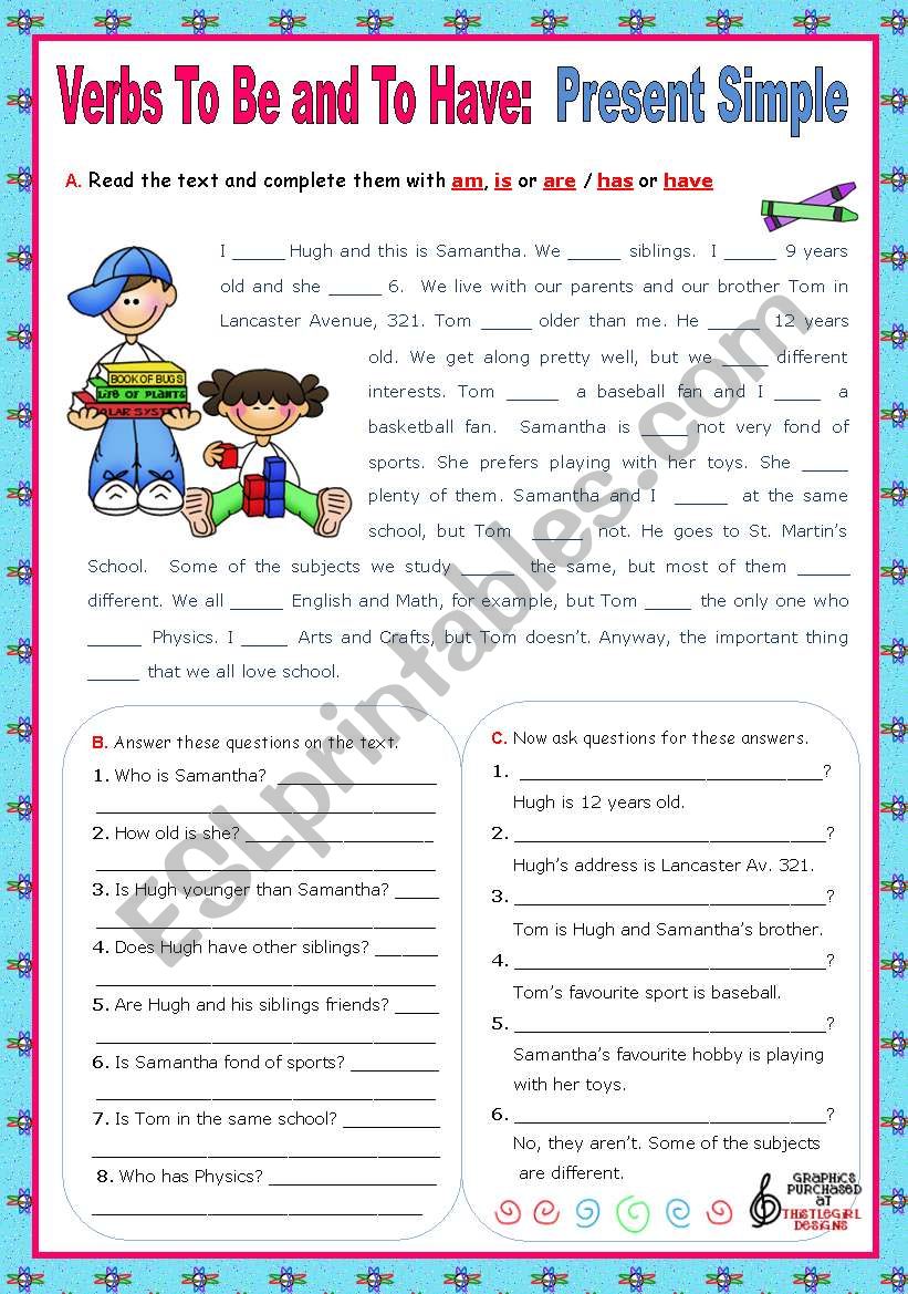 Verb To Be Affirmative Negative And Interrogative Exercises Pdf 