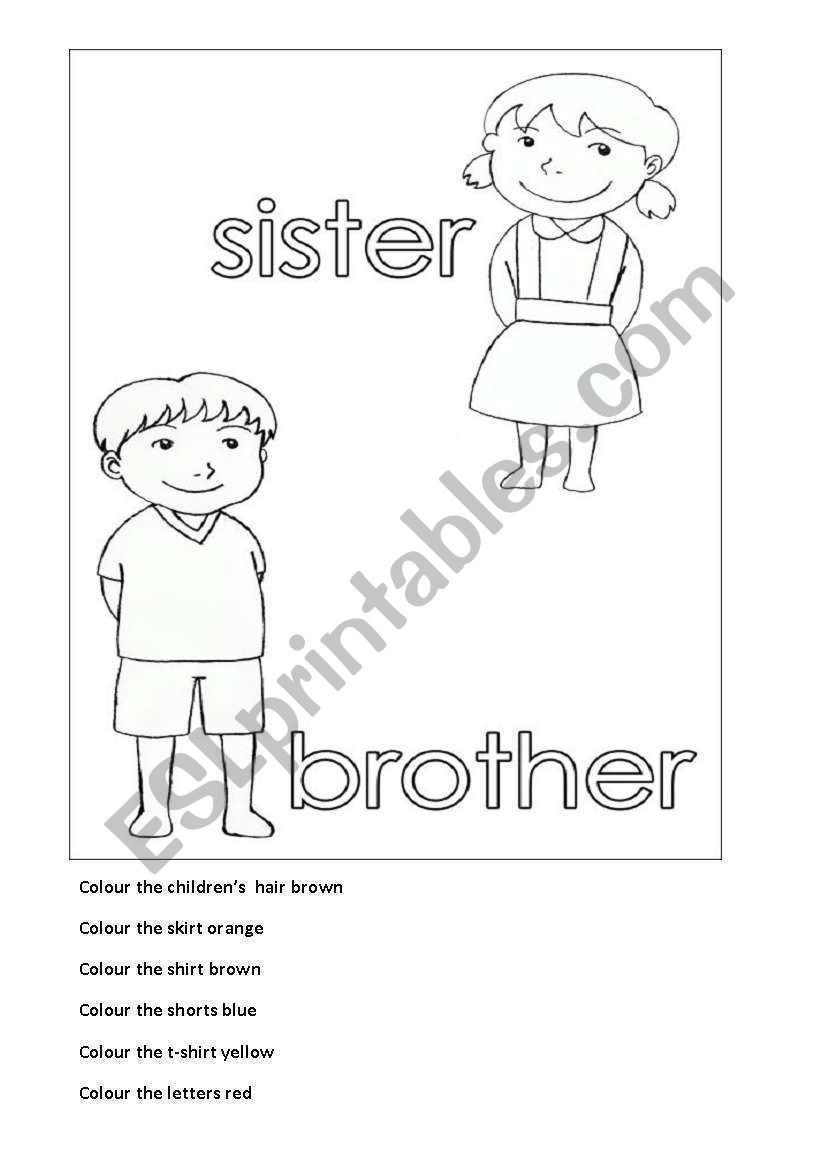 Family and colours worksheet