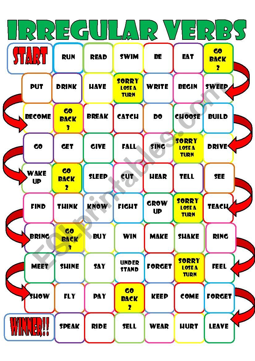 Irregular Verb Boardgame ESL Worksheet By Imelda