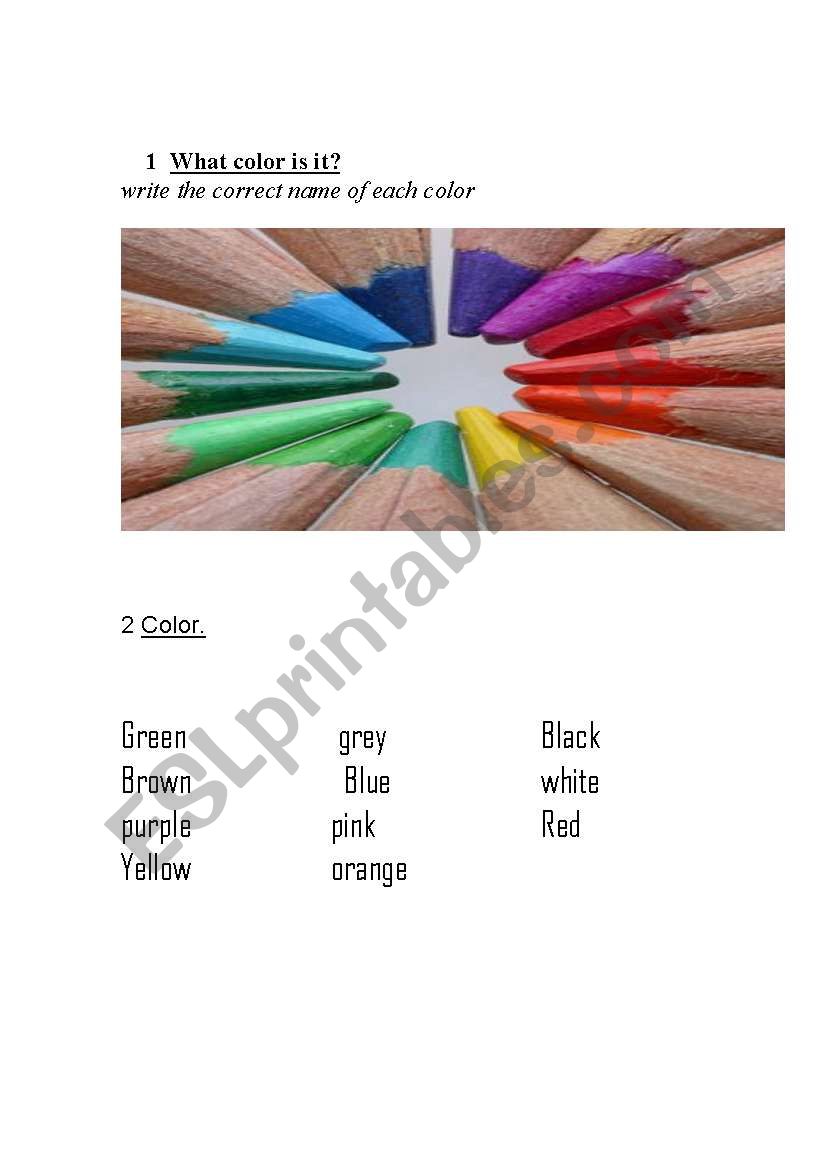 what color is it? worksheet