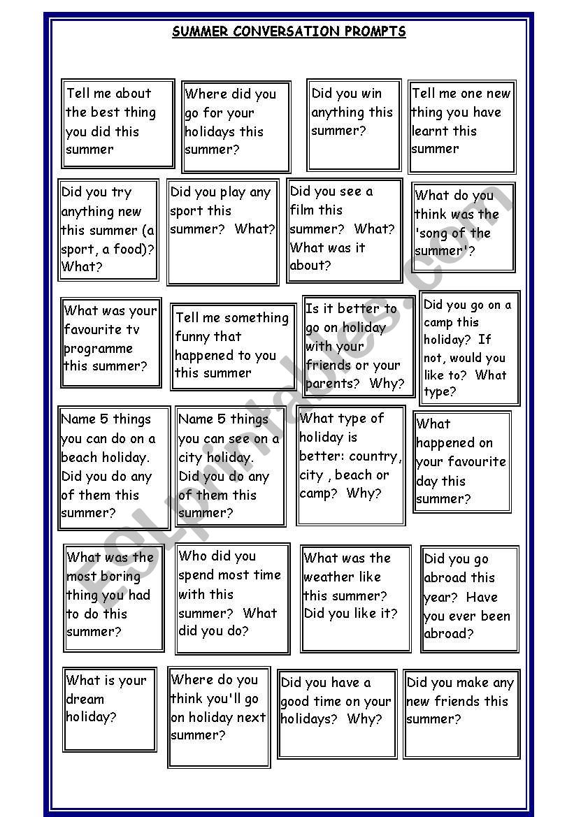 Conversations about holidays - ESL worksheet by HollyHirst