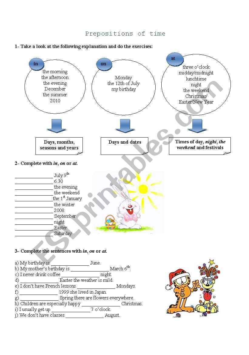 Prepositions of time - IN, ON & AT