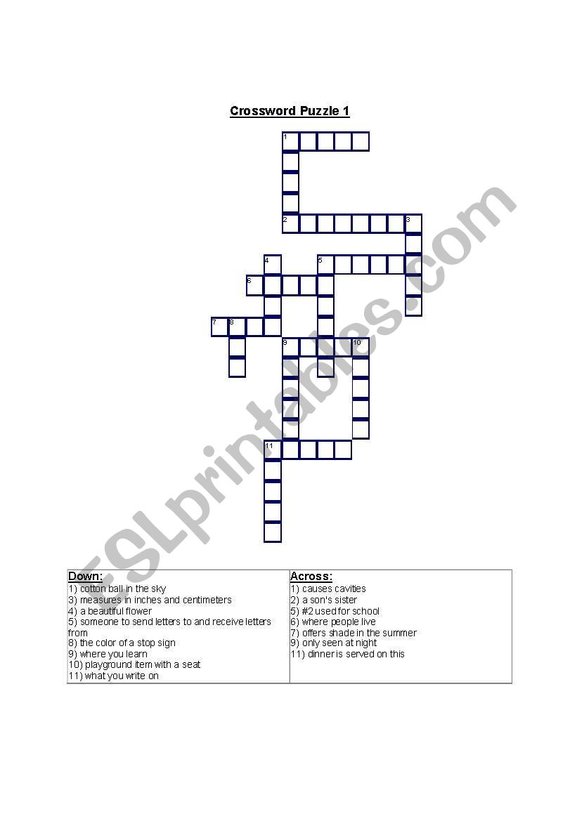 crossword puzzle worksheet