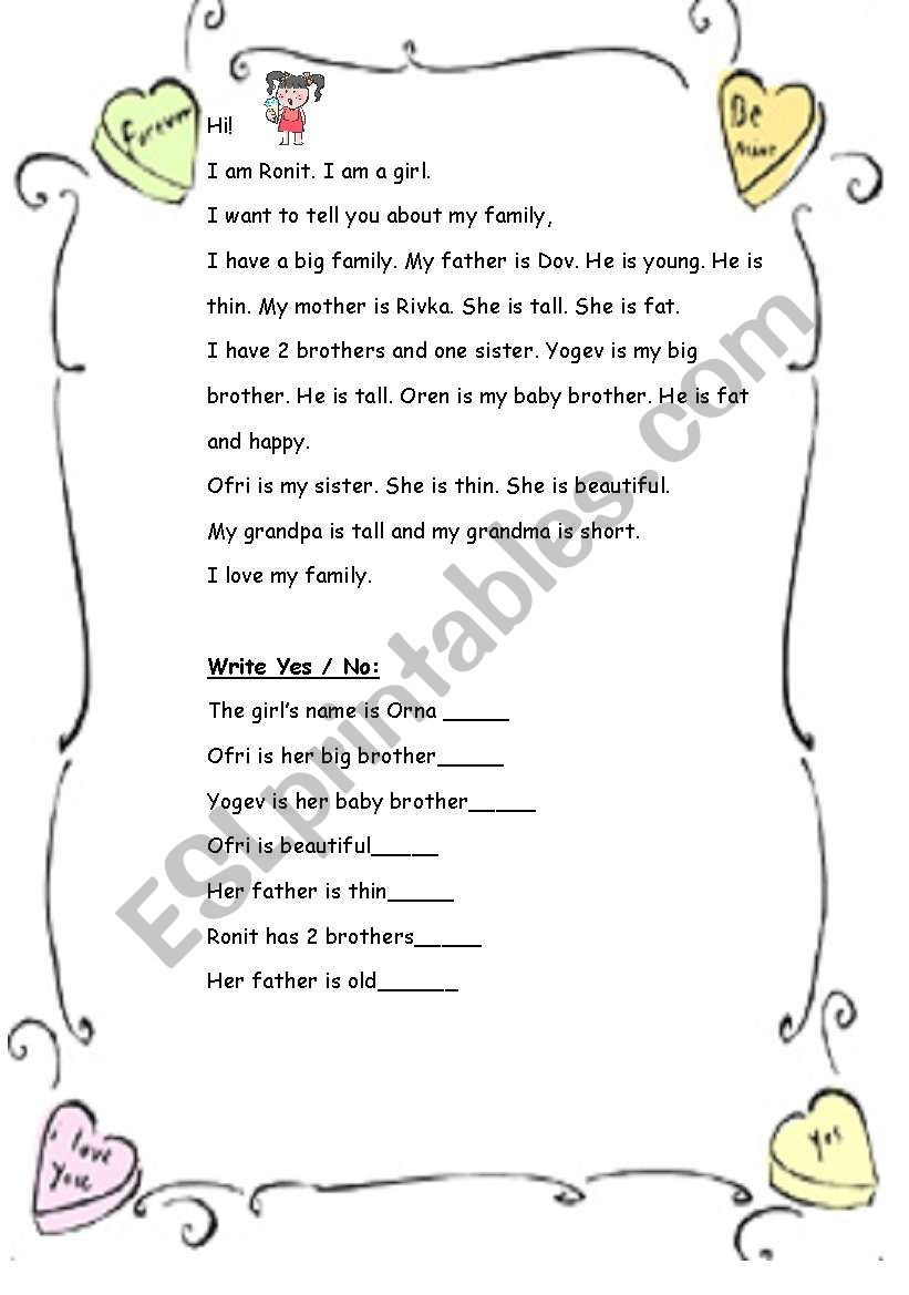 my family worksheet