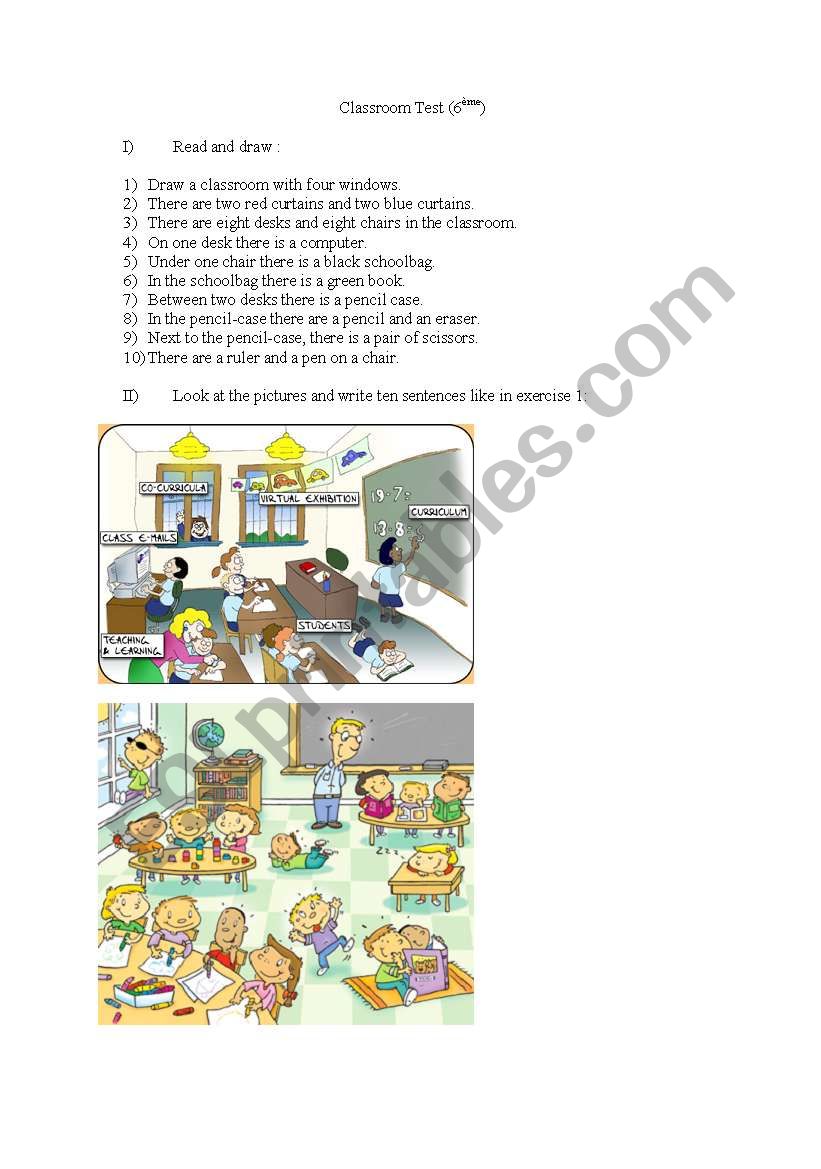 Classroom test worksheet