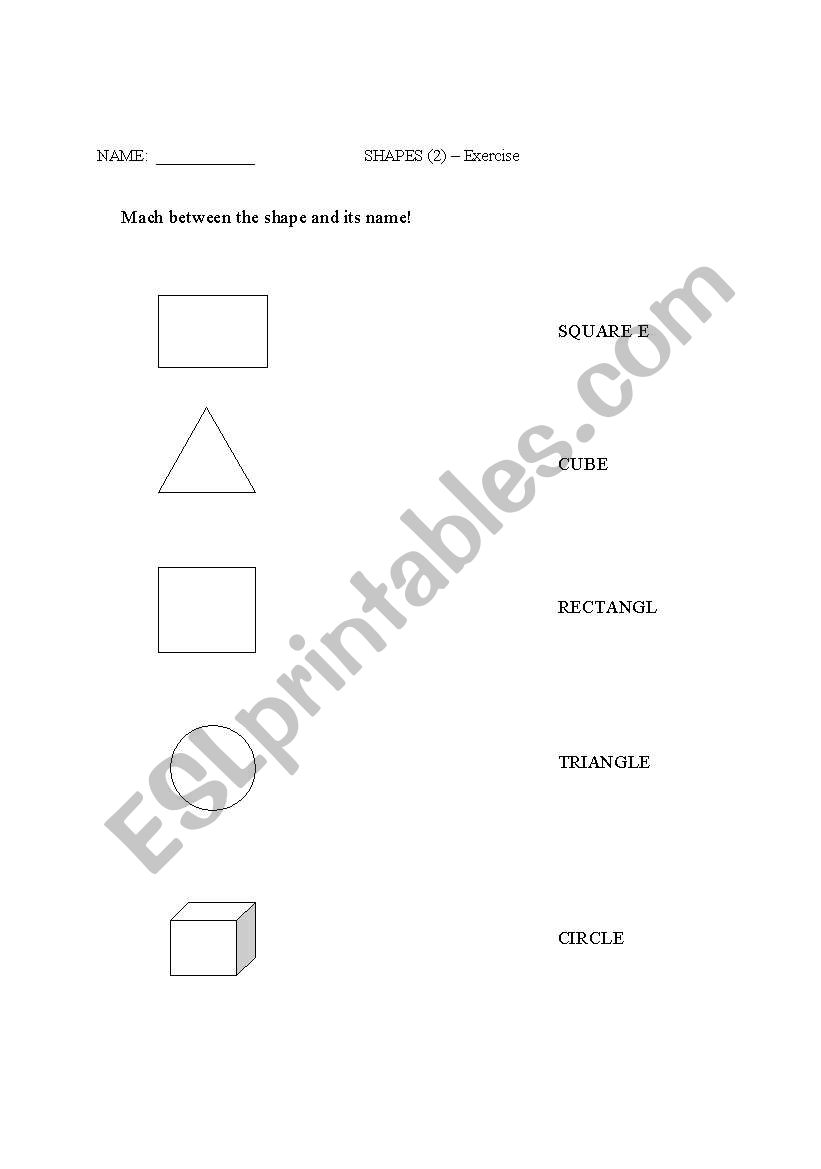 Match the shapes worksheet