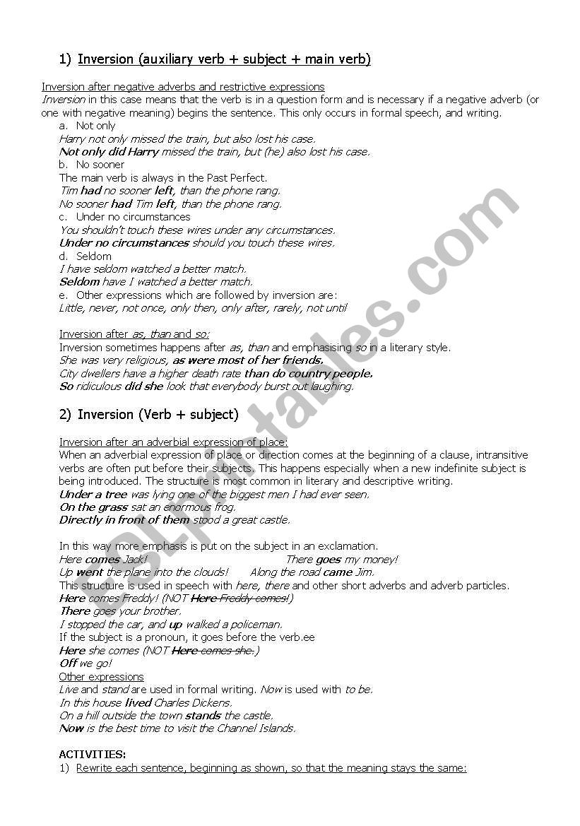 Inversion worksheet