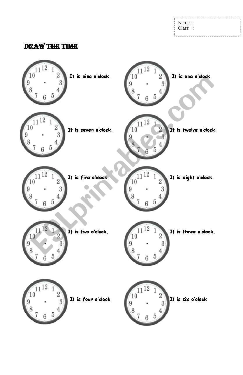 draw the time - ESL worksheet by destianri