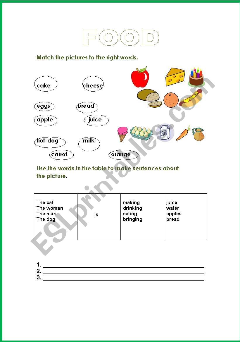 food worksheet