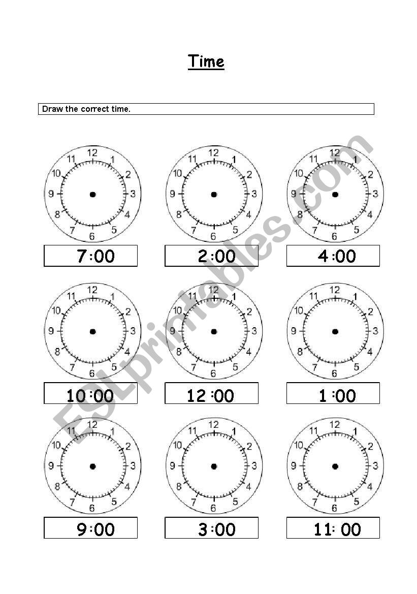 Draw the Time worksheet