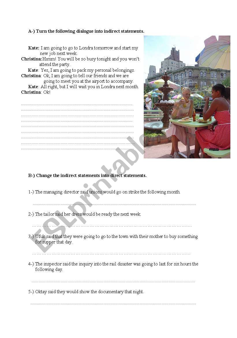 reported speech worksheet