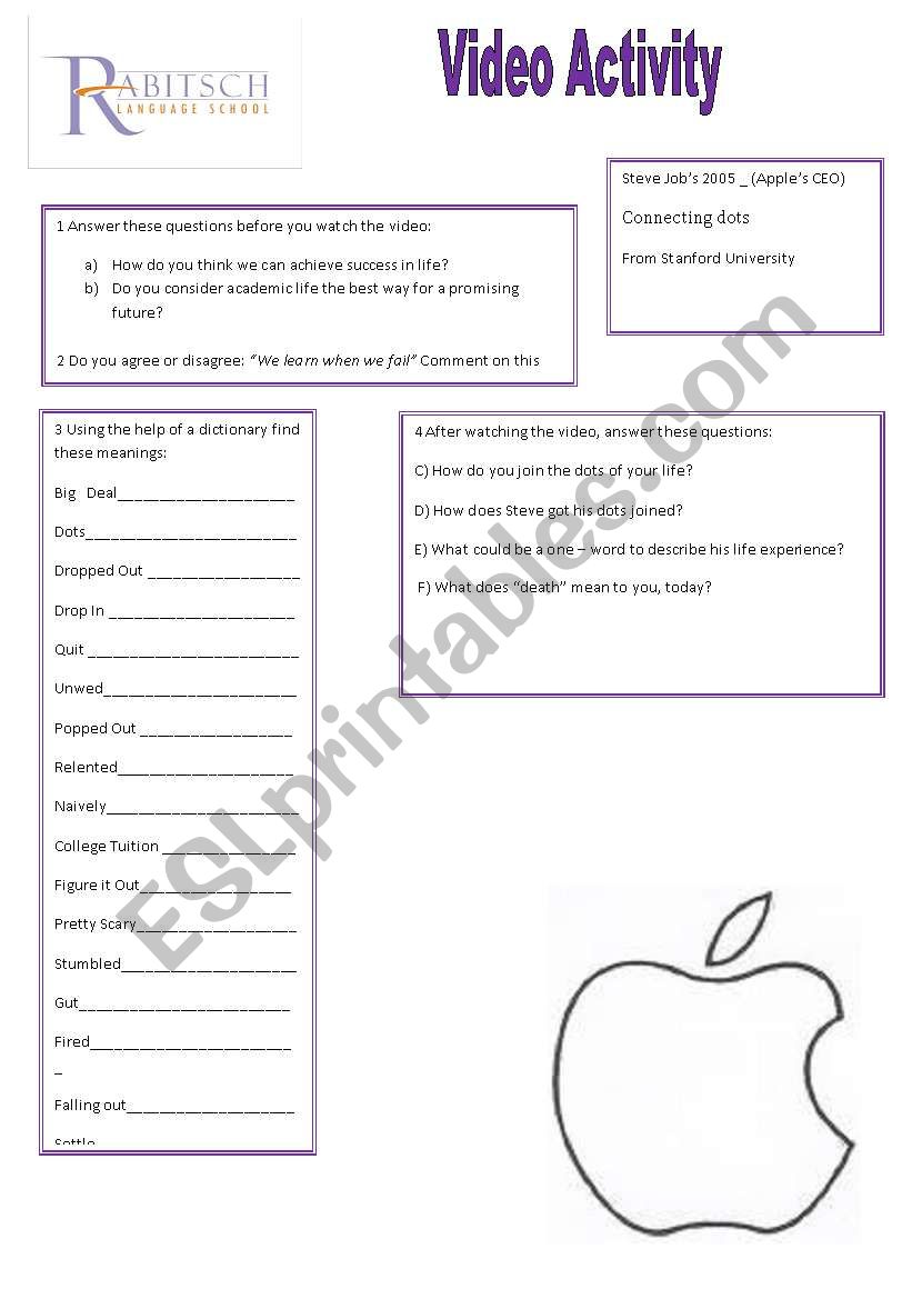 Video Activity worksheet