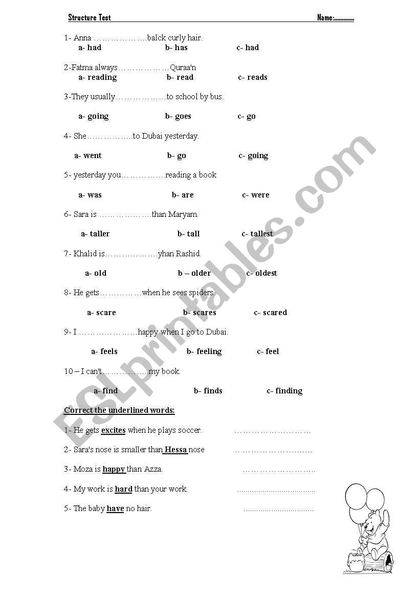 structure eexrcise  worksheet