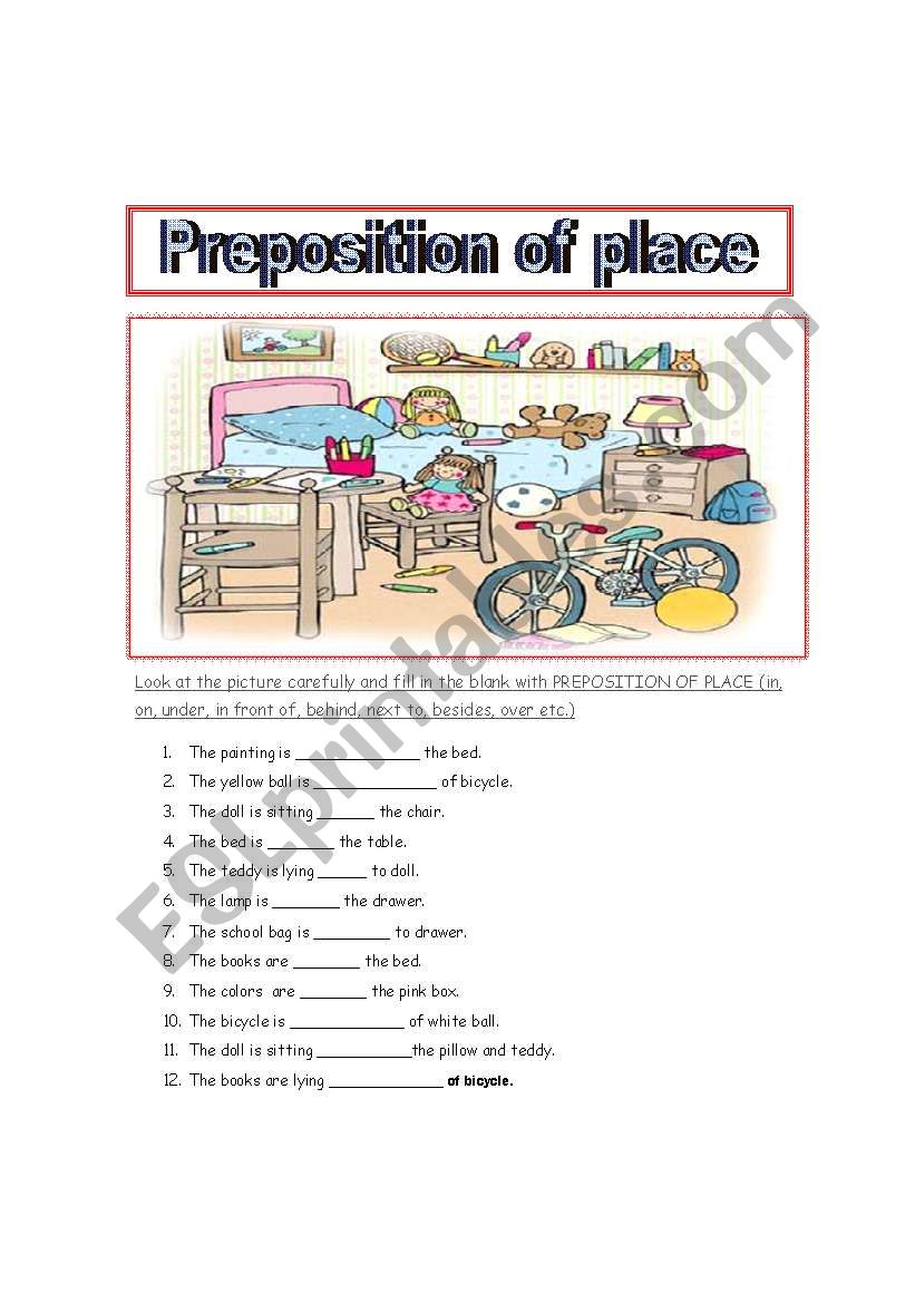 preposition of place worksheet