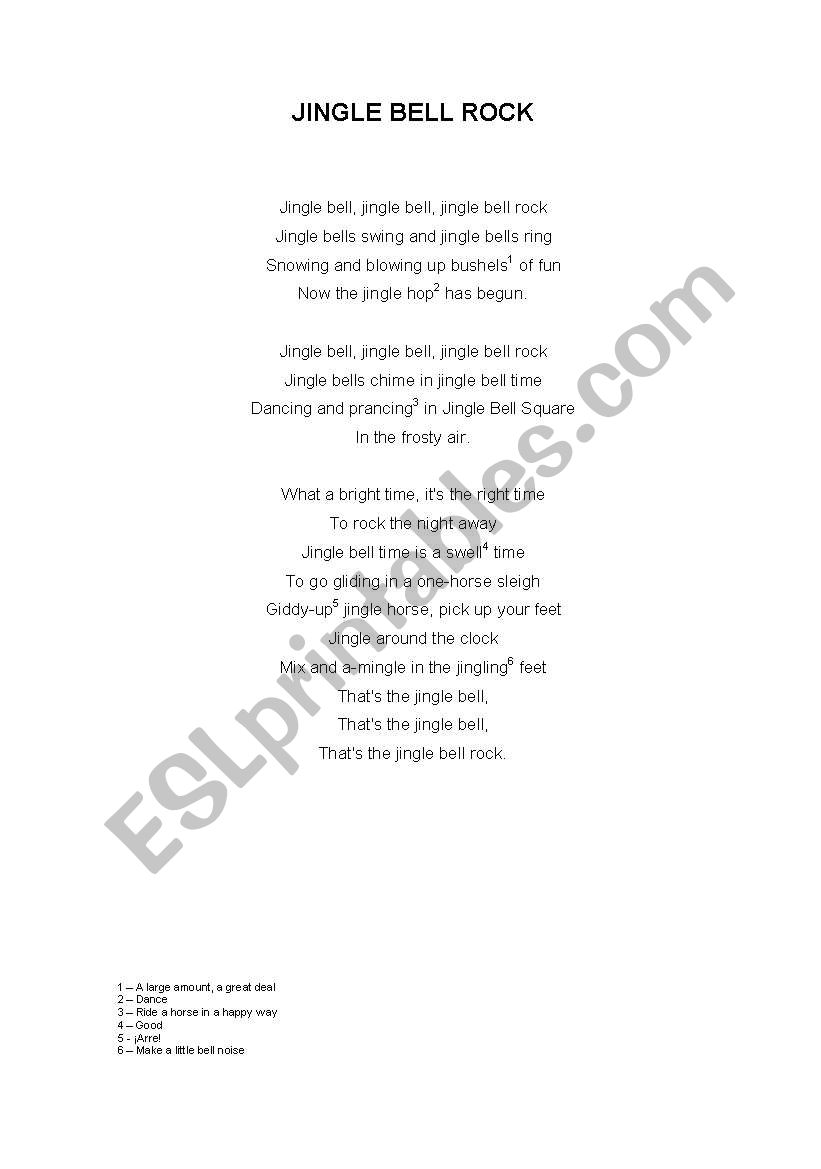 Jingle Bell Rock lyrics ESL worksheet by Sidhe