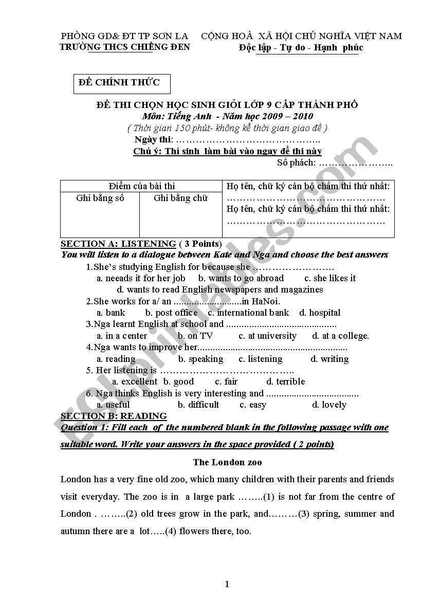 đề thi HSG E9 worksheet