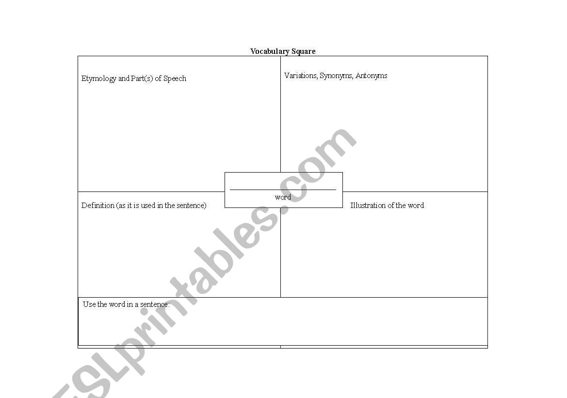 vocabulary square worksheet