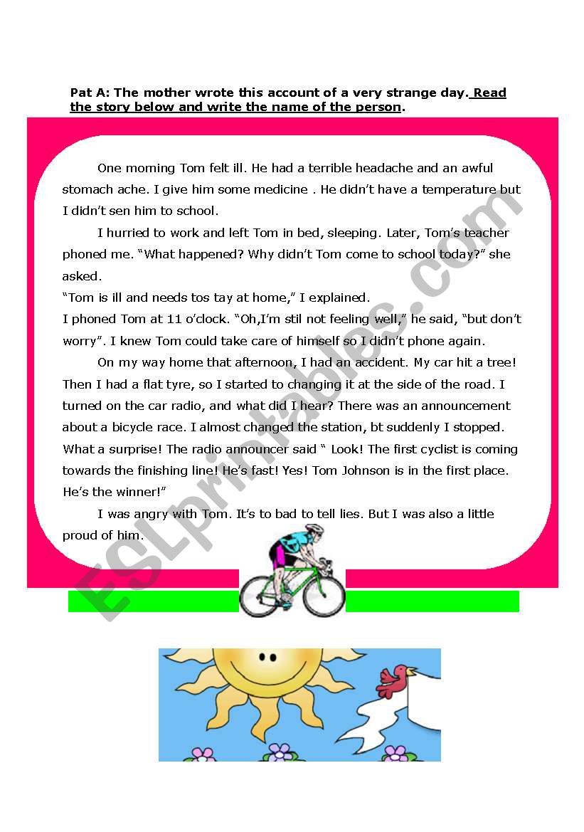 Past Simple Reading Comprehension ESL Worksheet By Syrenne