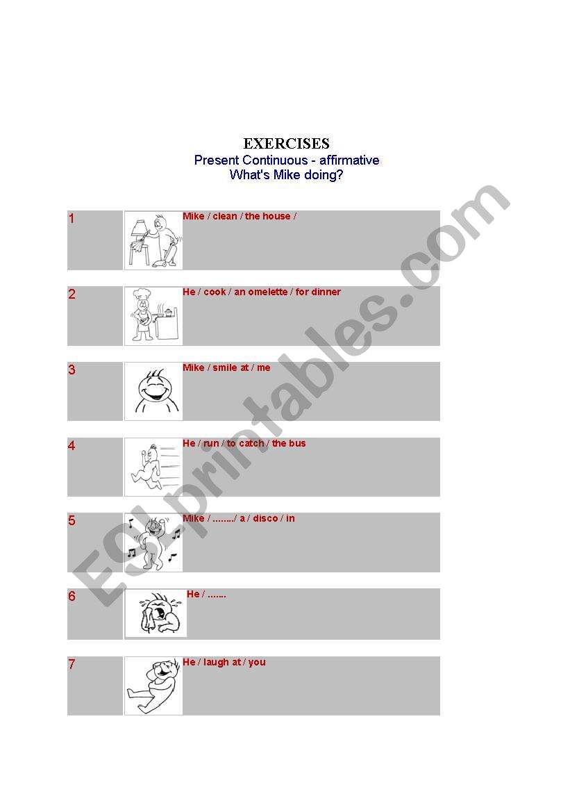 present continuous tense worksheet