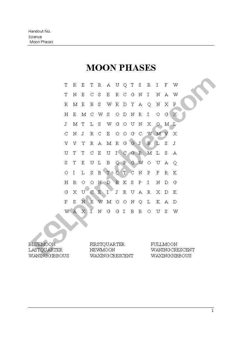 Moon Phases Puzzle worksheet