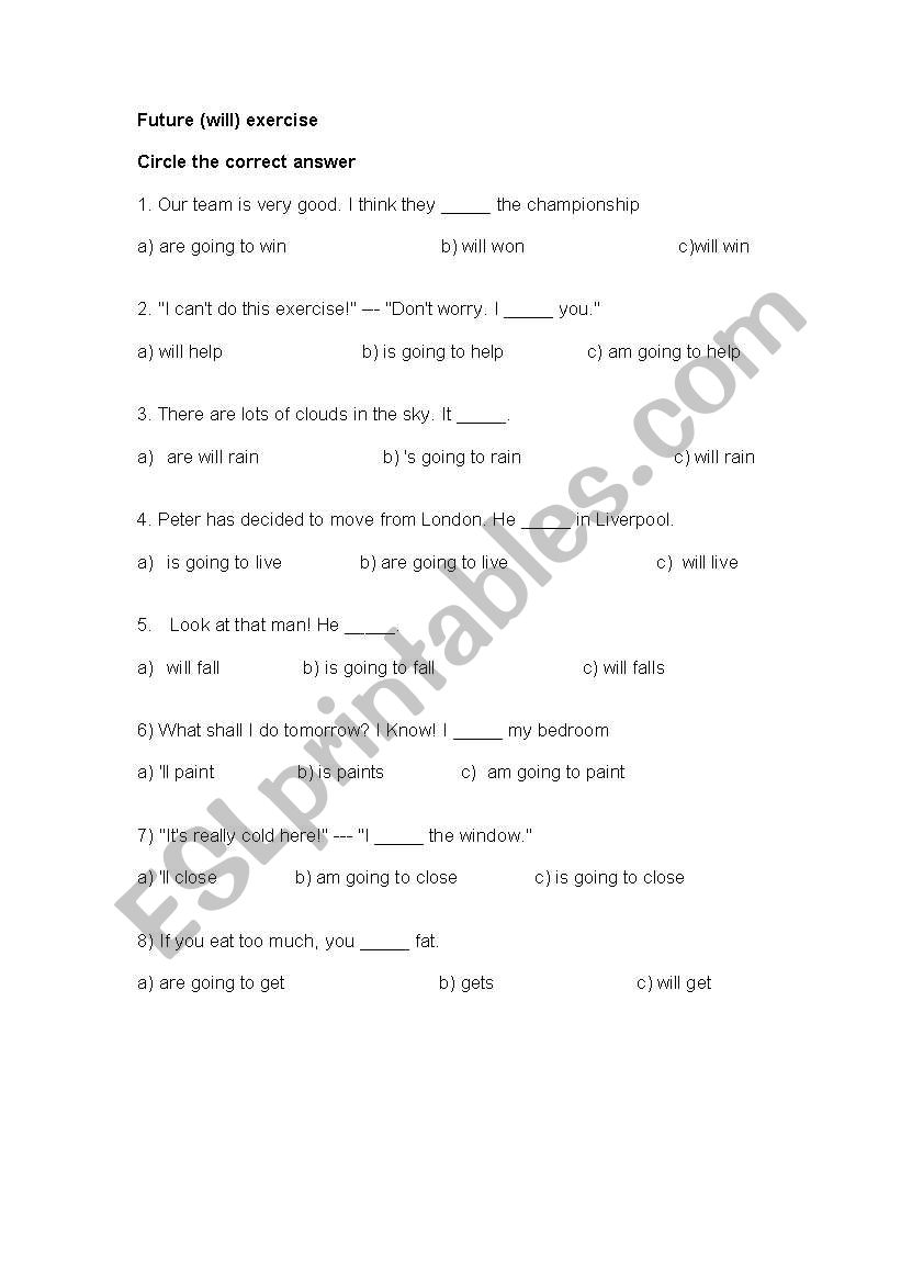 Future (will) worksheet