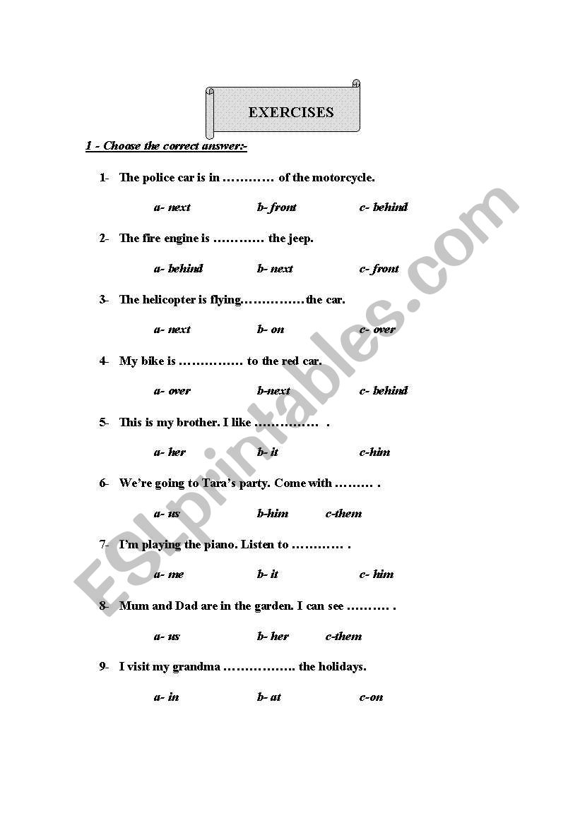 exercises worksheet