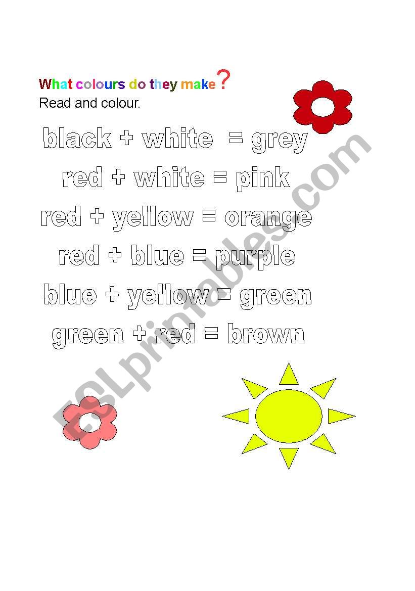 Mixing colours worksheet