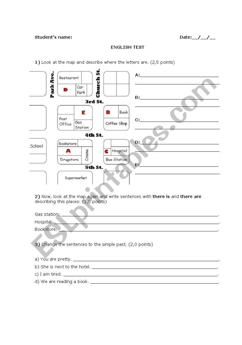 Prepositions past tense worksheet