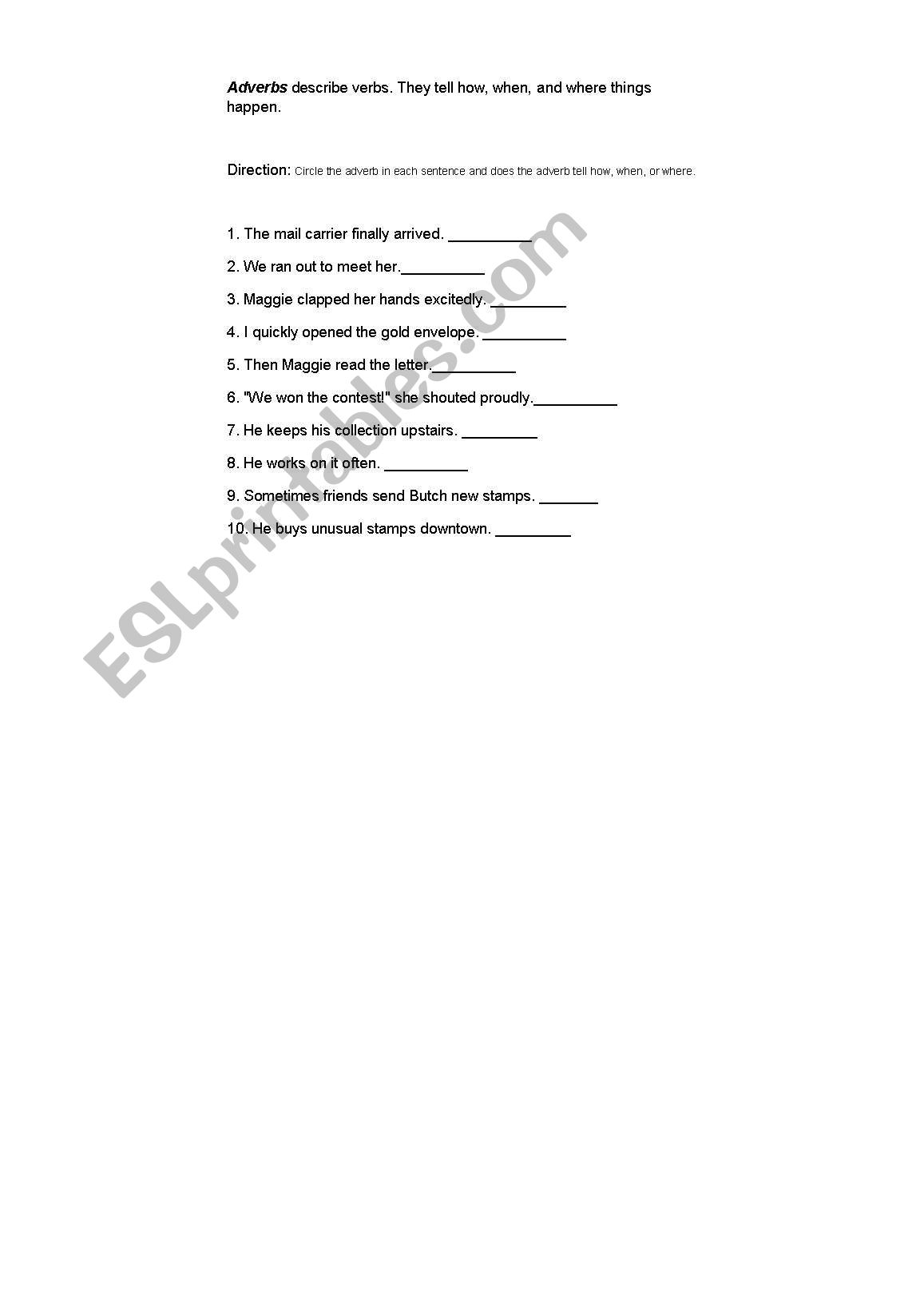 kinds of adverbs worksheet